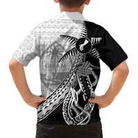 Guam Fish Hook and Palm Tree Family Matching Long Sleeve Bodycon Dress and Hawaiian Shirt Polynesian Pattern Half Style LT03 - Polynesian Pride