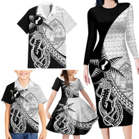 Guam Fish Hook and Palm Tree Family Matching Long Sleeve Bodycon Dress and Hawaiian Shirt Polynesian Pattern Half Style LT03 - Polynesian Pride