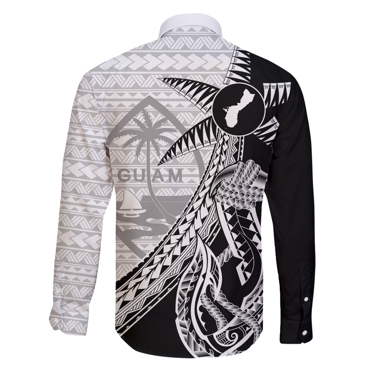 Guam Fish Hook and Palm Tree Family Matching Long Sleeve Bodycon Dress and Hawaiian Shirt Polynesian Pattern Half Style LT03 - Polynesian Pride