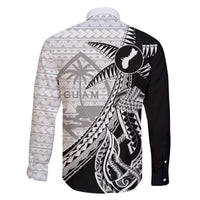 Guam Fish Hook and Palm Tree Family Matching Long Sleeve Bodycon Dress and Hawaiian Shirt Polynesian Pattern Half Style LT03 - Polynesian Pride