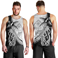 Guam Fish Hook and Palm Tree Men Tank Top Polynesian Pattern Half Style