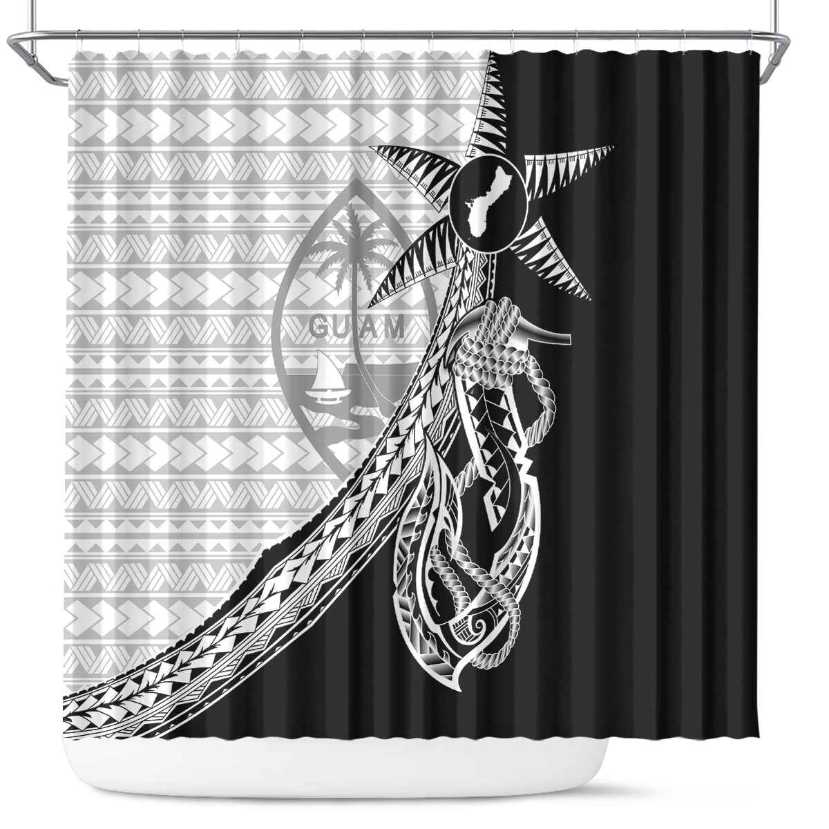 Guam Fish Hook and Palm Tree Couples Matching Long Sleeve Bodycon Dres