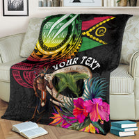 Personalised Vanuatu 44th Anniversary Blanket Boars Tusk and Melanesian Warrior Indipendens Dei