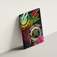 Personalised Vanuatu 44th Anniversary Canvas Wall Art Boars Tusk and Melanesian Warrior Indipendens Dei