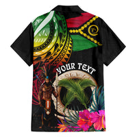 Personalised Vanuatu 44th Anniversary Family Matching Tank Maxi Dress and Hawaiian Shirt Boars Tusk and Melanesian Warrior Indipendens Dei