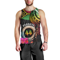Personalised Vanuatu 44th Anniversary Men Tank Top Boars Tusk and Melanesian Warrior Indipendens Dei