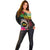 Personalised Vanuatu 44th Anniversary Off Shoulder Sweater Boars Tusk and Melanesian Warrior Indipendens Dei