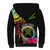 Personalised Vanuatu 44th Anniversary Sherpa Hoodie Boars Tusk and Melanesian Warrior Indipendens Dei