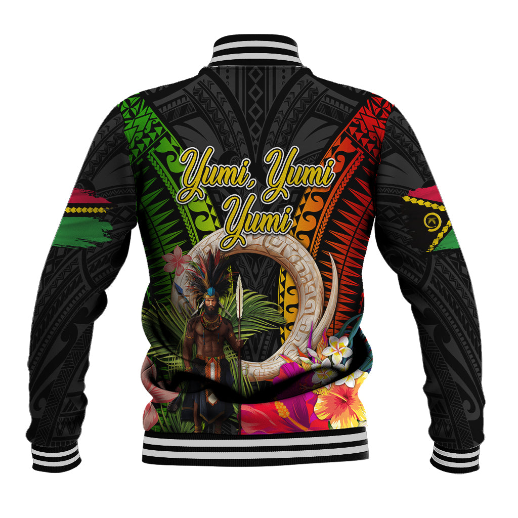 Vanuatu Independence Day Baseball Jacket Boars Tusk and Melanesian Warrior Indipendens Dei
