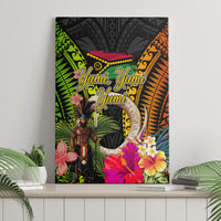 Vanuatu Independence Day Canvas Wall Art Boars Tusk and Melanesian Warrior Indipendens Dei