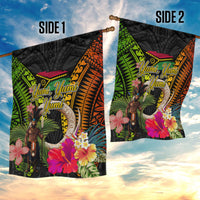 Vanuatu Independence Day Garden Flag Boars Tusk and Melanesian Warrior Indipendens Dei