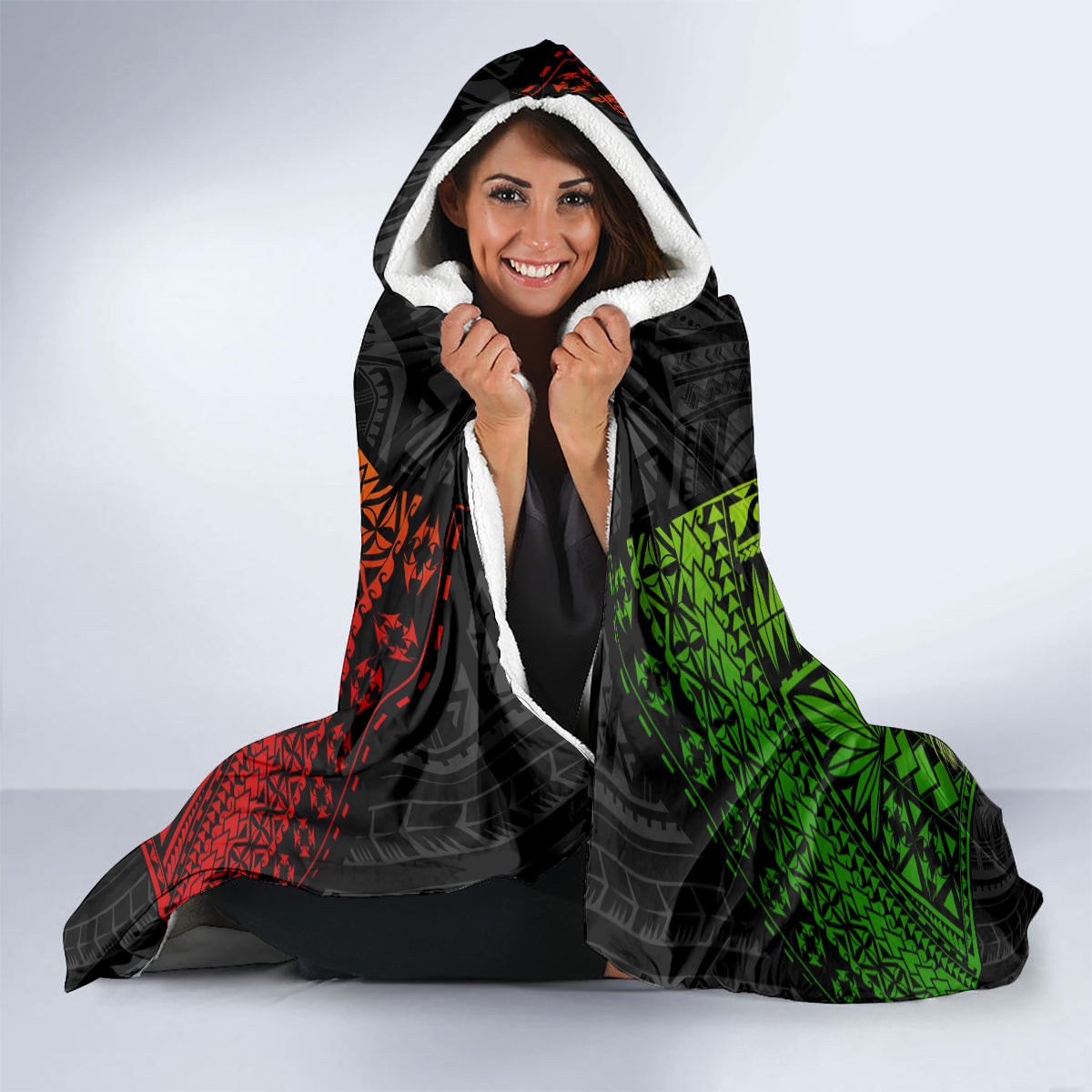 Vanuatu Independence Day Hooded Blanket Boars Tusk and Melanesian Warrior Indipendens Dei LT03 - Polynesian Pride