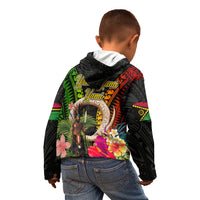Vanuatu Independence Day Kid Hoodie Boars Tusk and Melanesian Warrior Indipendens Dei