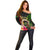 Vanuatu Independence Day Off Shoulder Sweater Boars Tusk and Melanesian Warrior Indipendens Dei