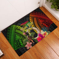 Vanuatu Independence Day Rubber Doormat Boars Tusk and Melanesian Warrior Indipendens Dei