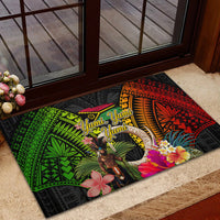 Vanuatu Independence Day Rubber Doormat Boars Tusk and Melanesian Warrior Indipendens Dei