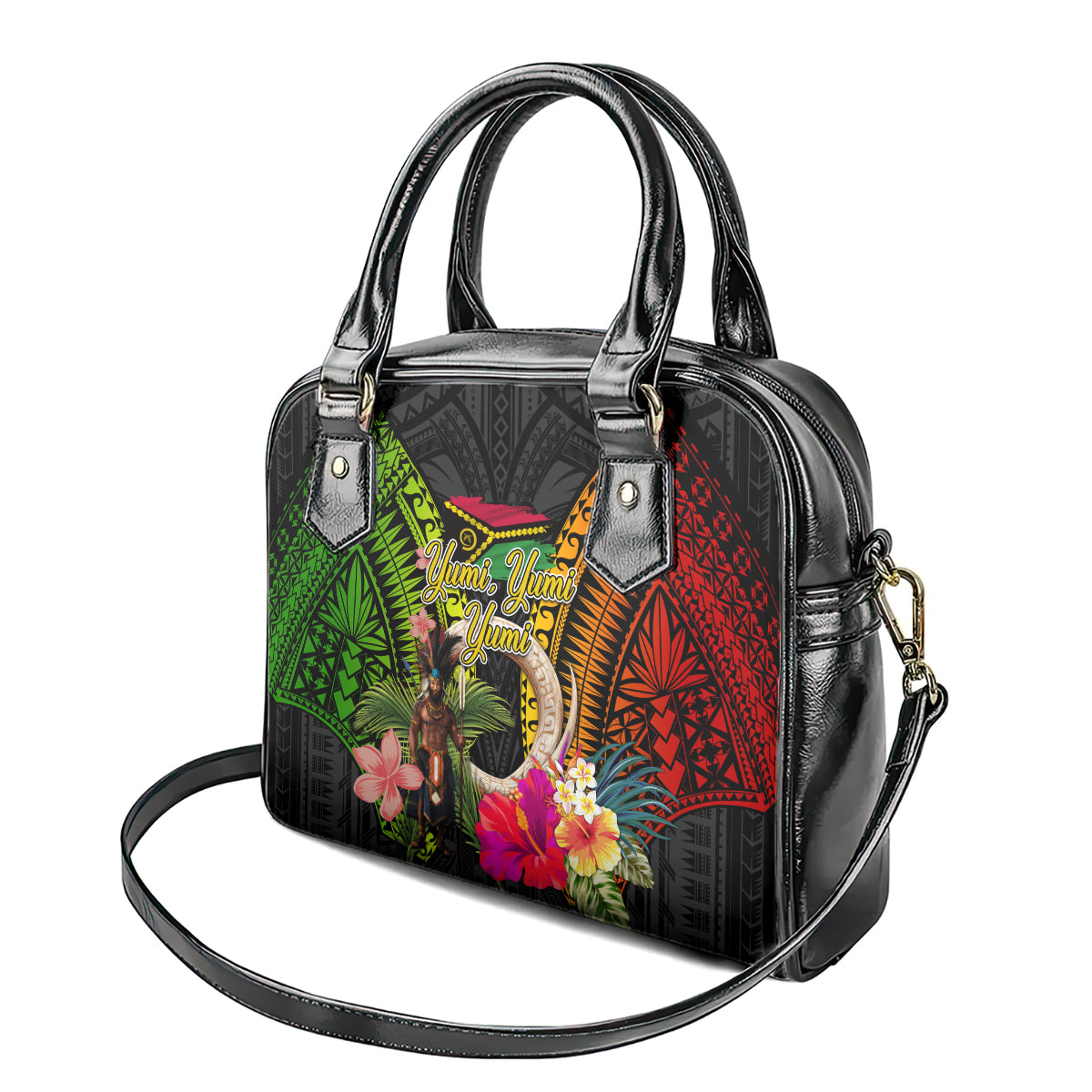 Vanuatu Independence Day Shoulder Handbag Boars Tusk and Melanesian Warrior Indipendens Dei