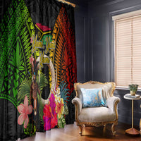 Vanuatu Independence Day Window Curtain Boars Tusk and Melanesian Warrior Indipendens Dei