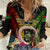 Vanuatu Independence Day Women Casual Shirt Boars Tusk and Melanesian Warrior Indipendens Dei