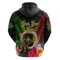 Vanuatu Independence Day Zip Hoodie Boars Tusk and Melanesian Warrior Indipendens Dei LT03 - Polynesian Pride