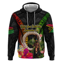 Vanuatu Independence Day Zip Hoodie Boars Tusk and Melanesian Warrior Indipendens Dei LT03 Pullover Hoodie Black - Polynesian Pride