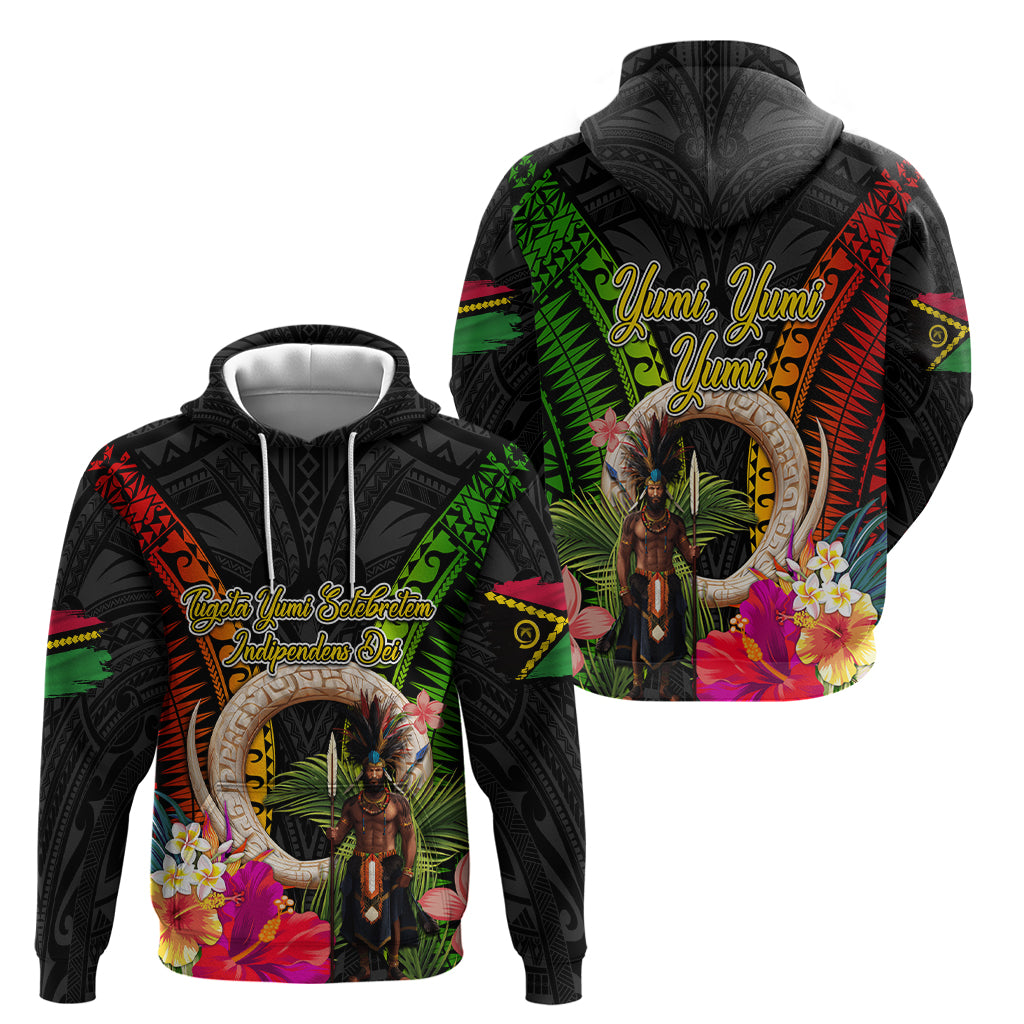 Vanuatu Independence Day Zip Hoodie Boars Tusk and Melanesian Warrior Indipendens Dei LT03 - Polynesian Pride