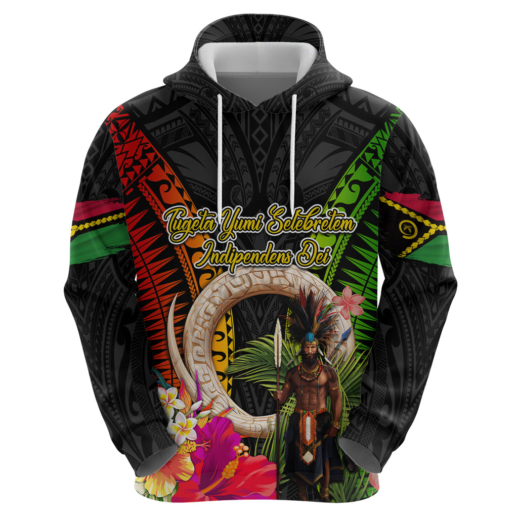Vanuatu Independence Day Zip Hoodie Boars Tusk and Melanesian Warrior Indipendens Dei LT03 - Polynesian Pride