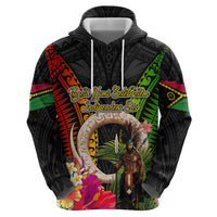 Vanuatu Independence Day Zip Hoodie Boars Tusk and Melanesian Warrior Indipendens Dei LT03 - Polynesian Pride