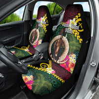 Vanuatu Indipendens Dei Car Seat Cover Boars Tusk and Melanesian Warrior Hibiscus
