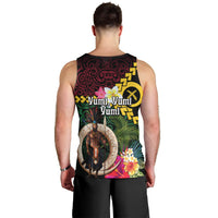 Vanuatu Indipendens Dei Men Tank Top Boars Tusk and Melanesian Warrior Hibiscus