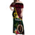 Vanuatu Indipendens Dei Off Shoulder Maxi Dress Boars Tusk and Melanesian Warrior Hibiscus