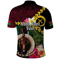 Vanuatu Indipendens Dei Polo Shirt Boars Tusk and Melanesian Warrior Hibiscus