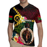 Vanuatu Indipendens Dei Rugby Jersey Boars Tusk and Melanesian Warrior Hibiscus