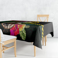 Vanuatu Indipendens Dei Tablecloth Boars Tusk and Melanesian Warrior Hibiscus