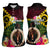 Vanuatu Indipendens Dei Women Sleeveless Polo Shirt Boars Tusk and Melanesian Warrior Hibiscus