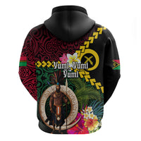 Vanuatu Indipendens Dei Zip Hoodie Boars Tusk and Melanesian Warrior Hibiscus LT03 - Polynesian Pride