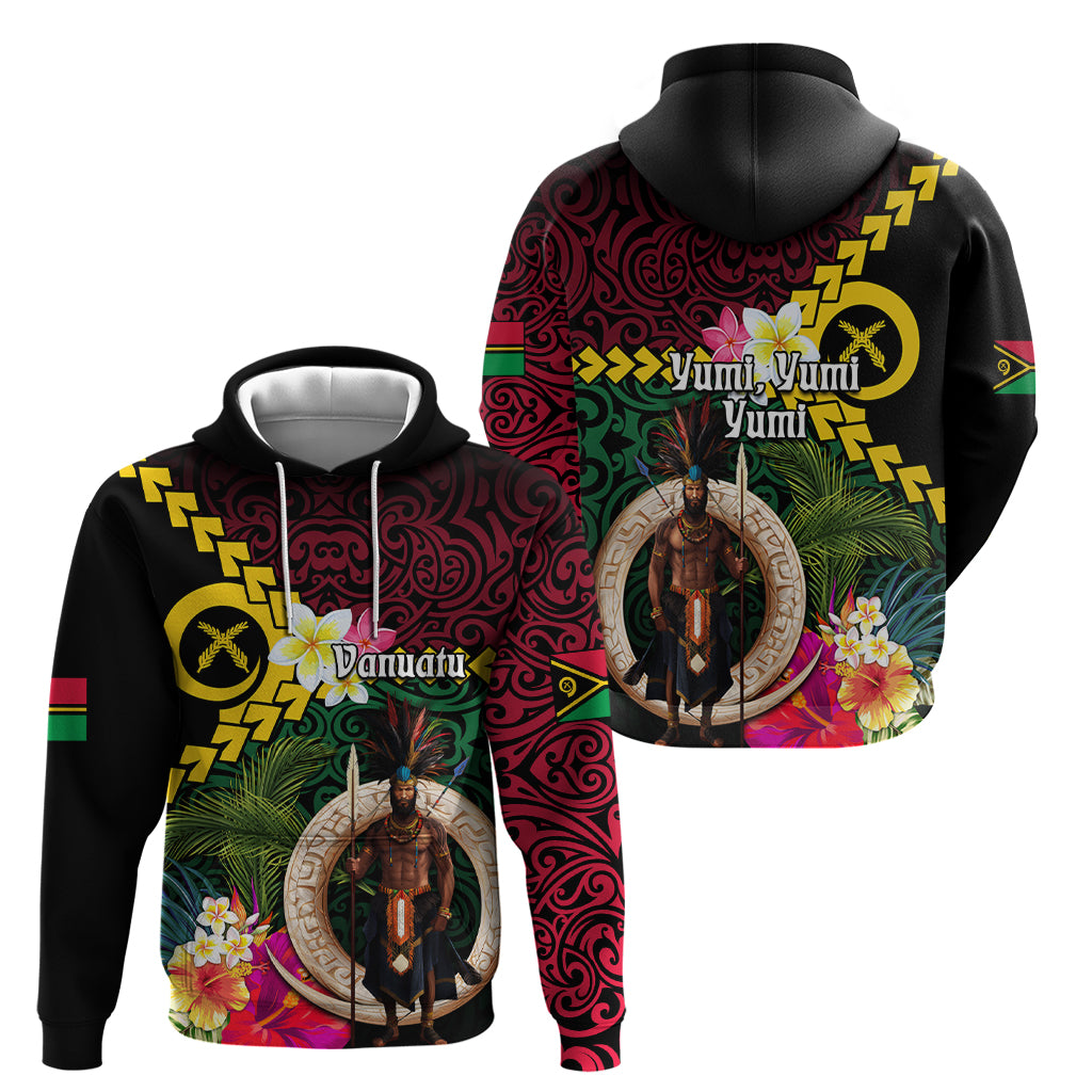 Vanuatu Indipendens Dei Zip Hoodie Boars Tusk and Melanesian Warrior Hibiscus LT03 - Polynesian Pride