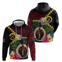 Vanuatu Indipendens Dei Zip Hoodie Boars Tusk and Melanesian Warrior Hibiscus LT03 - Polynesian Pride