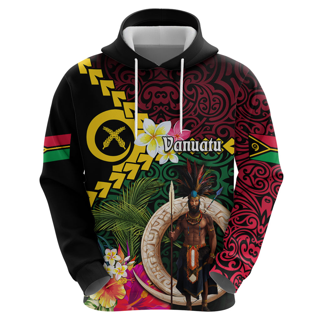 Vanuatu Indipendens Dei Zip Hoodie Boars Tusk and Melanesian Warrior Hibiscus LT03 - Polynesian Pride