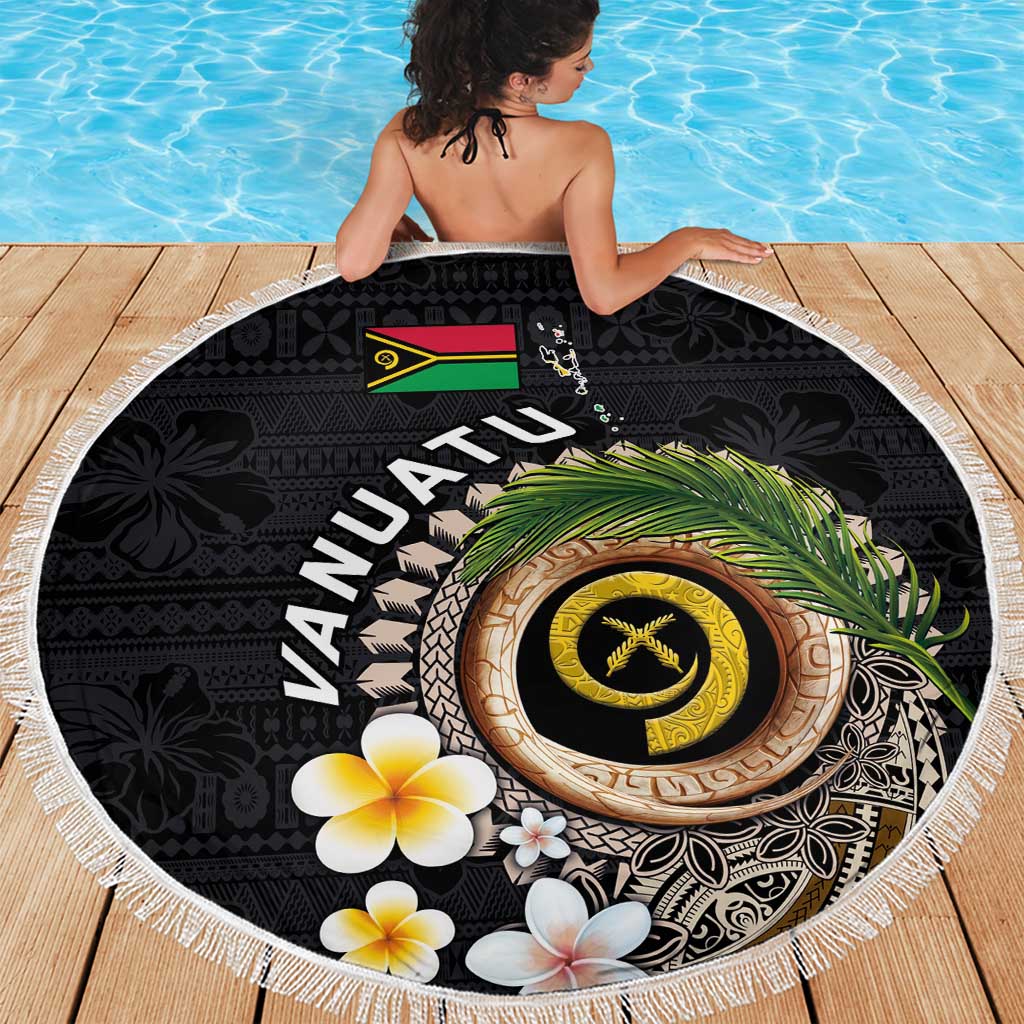 Vanuatu Independence Day Beach Blanket Melanesian Tribal Pig Tusk with Tropical Plants