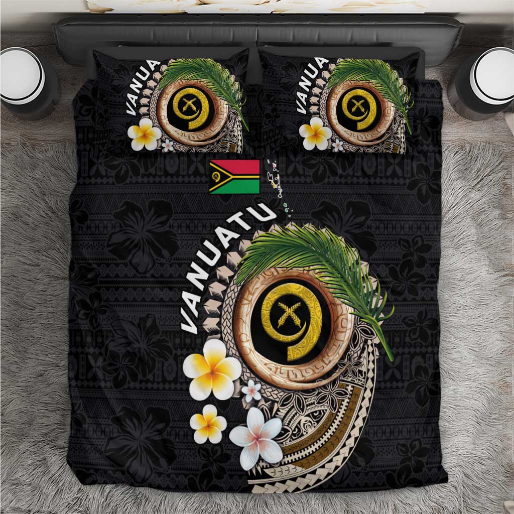 Vanuatu Independence Day Bedding Set Melanesian Tribal Pig Tusk with Tropical Plants