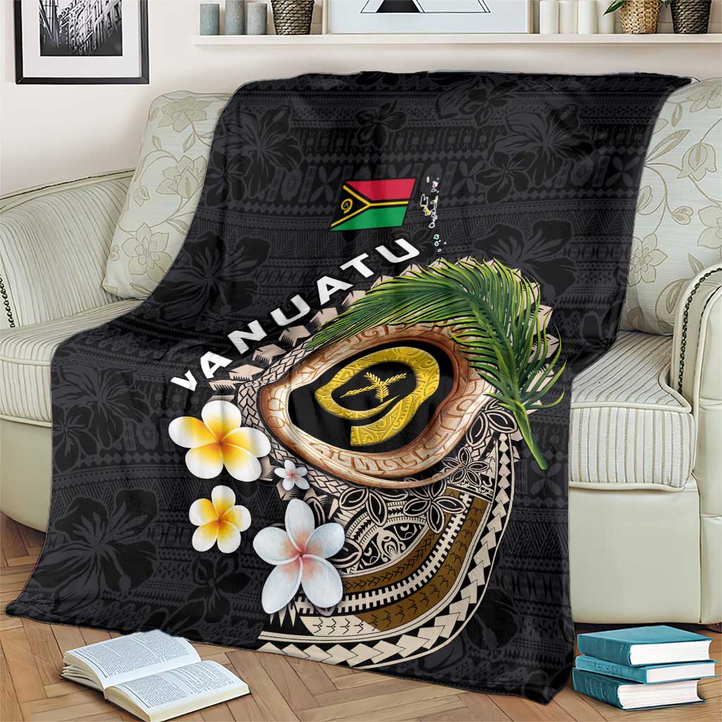 Vanuatu Independence Day Blanket Melanesian Tribal Pig Tusk with Tropical Plants