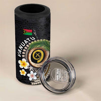 Vanuatu Independence Day 4 in 1 Can Cooler Tumbler Melanesian Tribal Pig Tusk with Tropical Plants