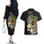 Vanuatu Independence Day Couples Matching Off The Shoulder Long Sleeve Dress and Hawaiian Shirt Melanesian Tribal Pig Tusk with Tropical Plants