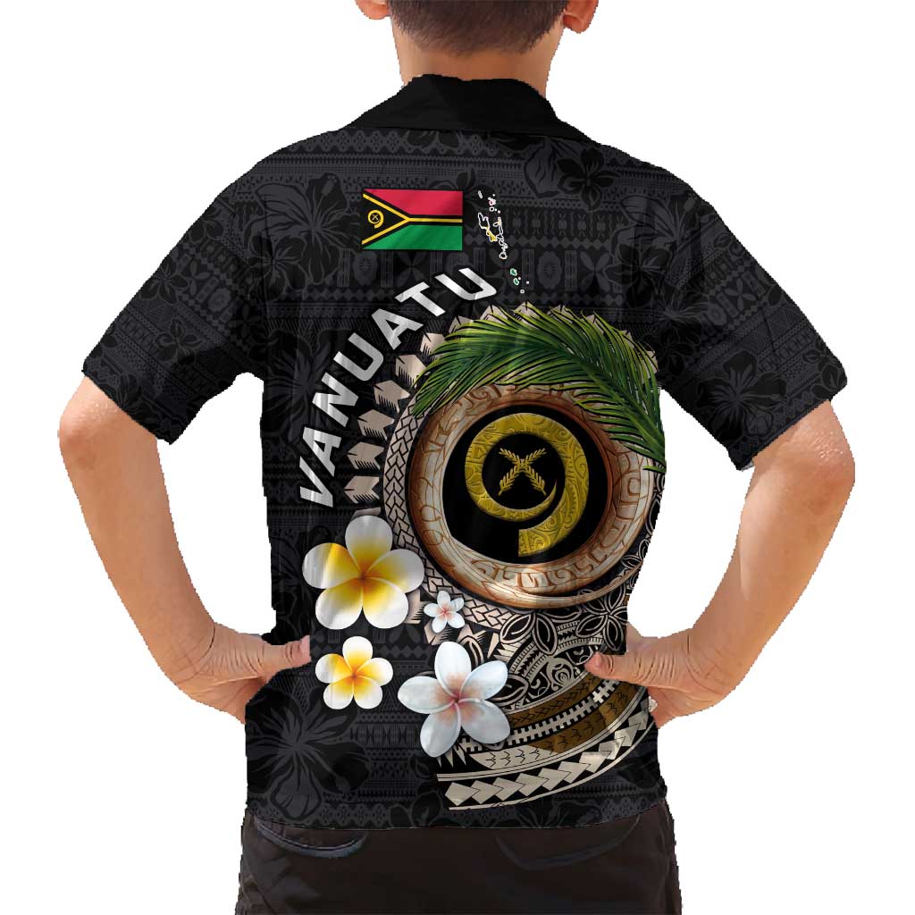 Vanuatu Independence Day Family Matching Off Shoulder Short Dress and Hawaiian Shirt Melanesian Tribal Pig Tusk with Tropical Plants