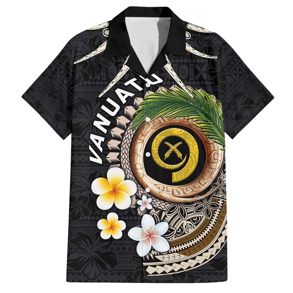 Vanuatu Independence Day Family Matching Off Shoulder Short Dress and Hawaiian Shirt Melanesian Tribal Pig Tusk with Tropical Plants