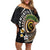 Vanuatu Independence Day Family Matching Off Shoulder Short Dress and Hawaiian Shirt Melanesian Tribal Pig Tusk with Tropical Plants