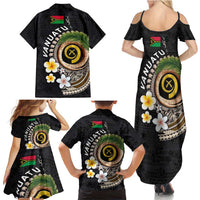 Vanuatu Independence Day Family Matching Summer Maxi Dress and Hawaiian Shirt Melanesian Tribal Pig Tusk with Tropical Plants