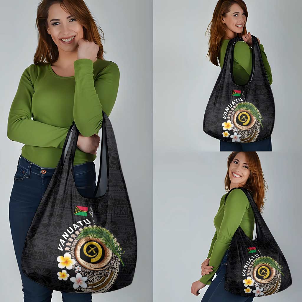 Vanuatu Independence Day Grocery Bag Melanesian Tribal Pig Tusk with Tropical Plants