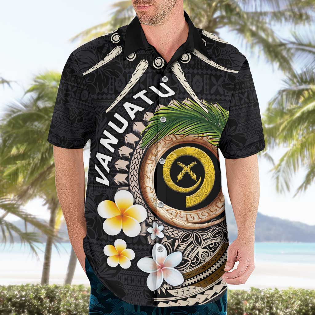 Vanuatu Independence Day Hawaiian Shirt Melanesian Tribal Pig Tusk with Tropical Plants